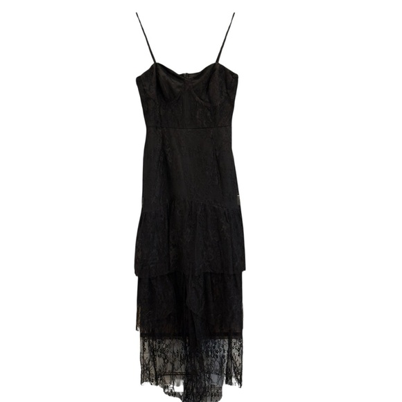 Lulu's NWT High Low Dress Tiered Black Dress Size Medium - Picture 5 of 13